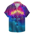 thumbnail image 2 of Wancir Chemises pour Hommes en Solde, Chemise Décontractée Imprimée Hanukkah à Manches Courtes, Boutonnée, Col à Revers, 2 of 5