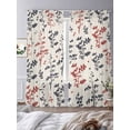 thumbnail image 3 of Grey Red Botanical Sheer Curtains 108 Inch Length 2 Panels Set Window Treatments, Rustic Country Spring Floral Summer Leaf Rod Pocket Semi Curtains for Living Room/Bedroom/Kitchen, 104"W x 108"L, 3 of 7