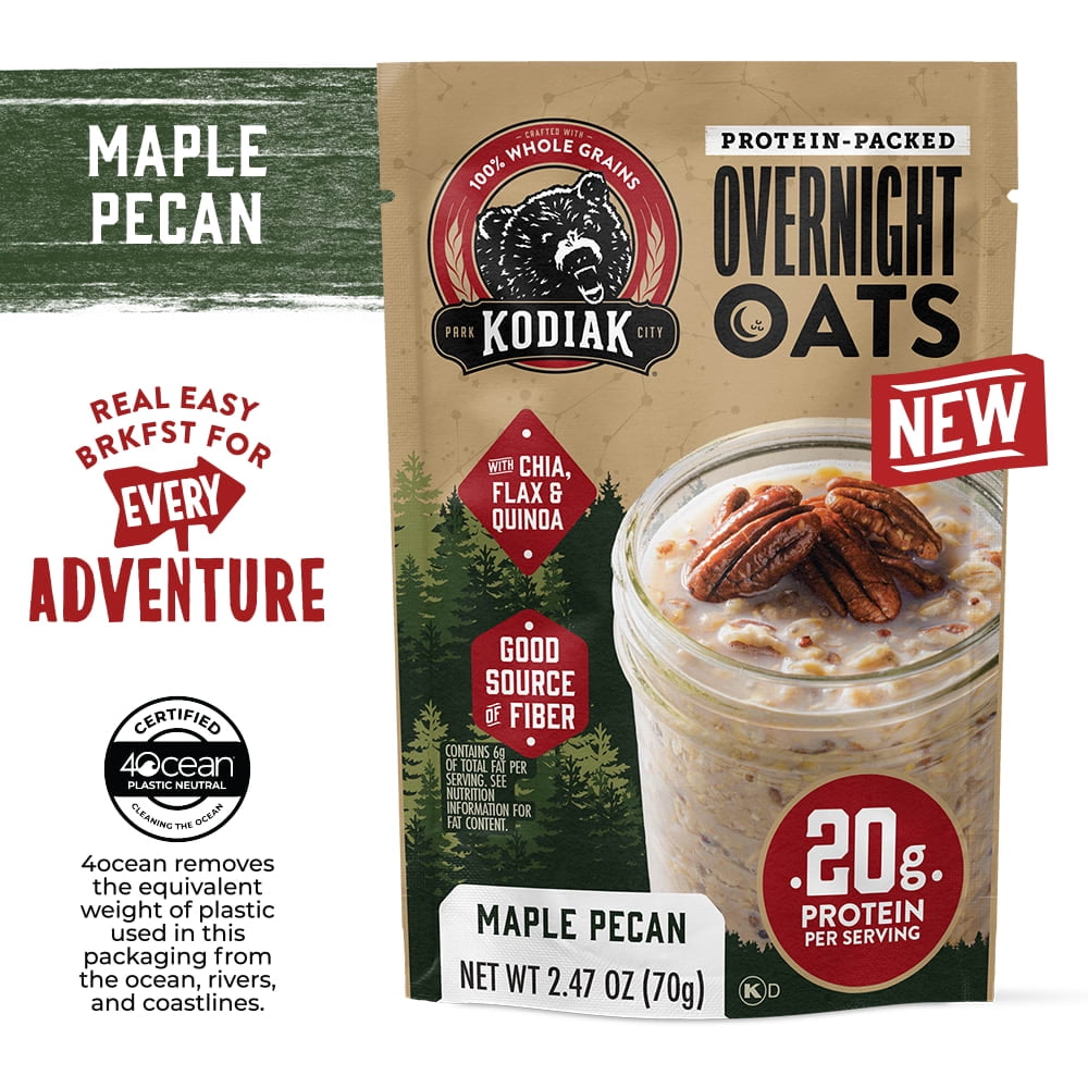 (3 pack) Kodiak Maple Pecan Protein-Packed Overnight Oats, 2.47 oz