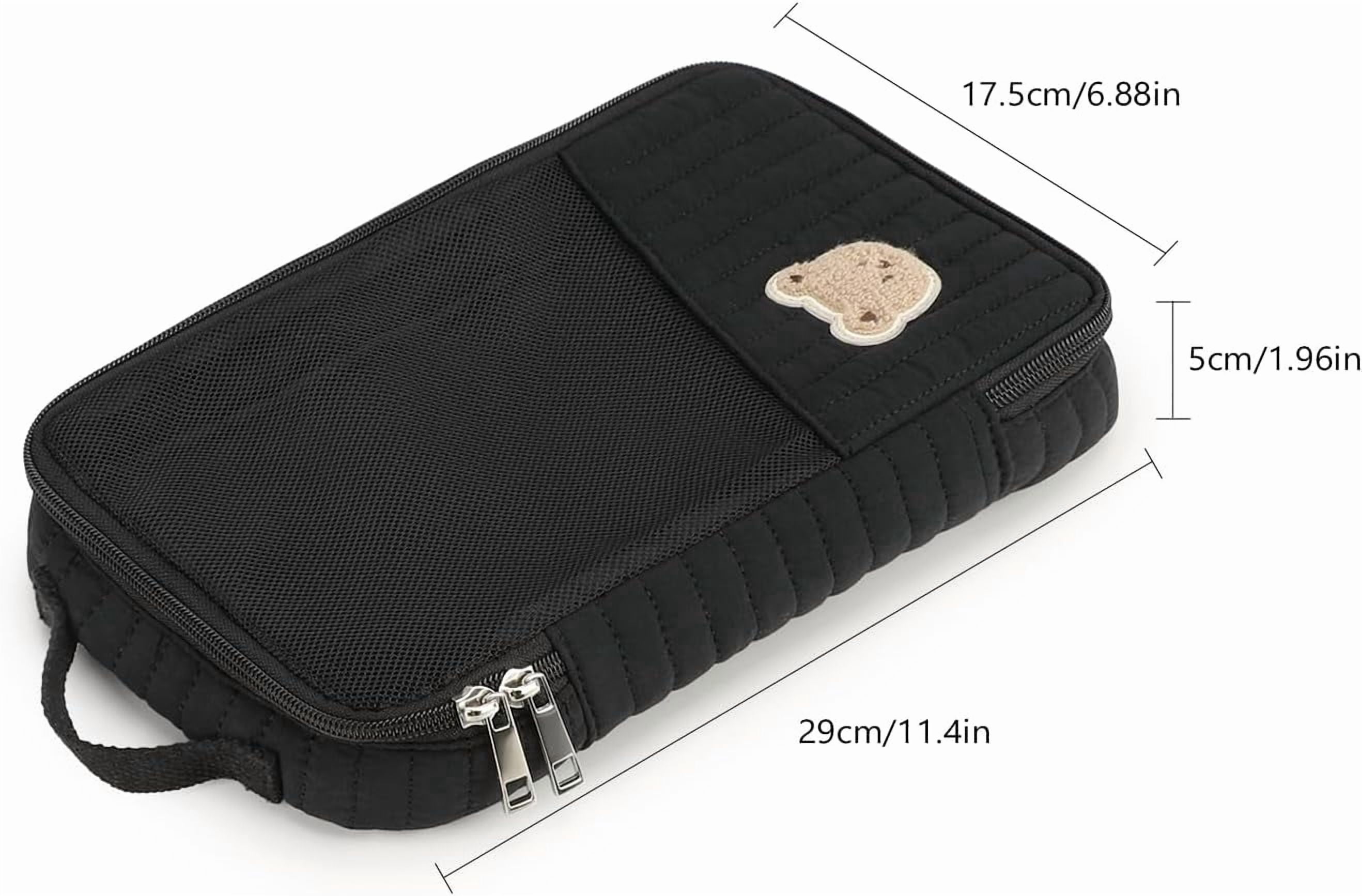 Baby Diaper Bag Organizer Pouches - 2 Pack Waterproof Pod Hanging Diaper Bag Cute Rabbit Bear Mesh Bag Reusable, Washable or Baby Cloth Diapers (Black)
