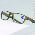 thumbnail image 3 of Sports Square Blue Light Blocking Reading Glasses for Men and Women, Personalized Green Presbyopic Glasses Oversized Readers +2.50, 3 of 6