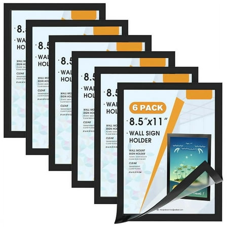 Sign Holder 8.5 x 11 Wall Mount, Magnetic Clear Plastic Sign Holders, Display in Portrait or Landscape Format