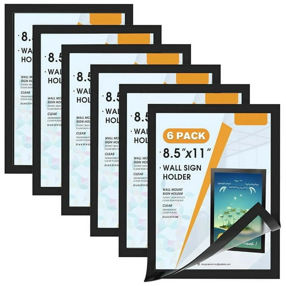 Sign Holder 8.5 x 11 Wall Mount, Magnetic Clear Plastic Holders, Display in Portrait or Landscape Format