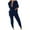Blue#, variant on Womens Solid Color Off Shoulder Long Sleeve Cable Knitted Warm Two-Piece Long Pants Sweater Suit Set Watermelon Red S