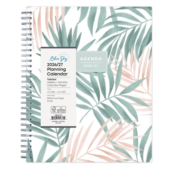 Blue Sky 2026-2027 Weekly and Monthly Academic Year Planner Calendar, July 2026 - June 2027, 8" x 10.875", Flexible Cover, Wirebound, Laminated Tabs, Seychelle