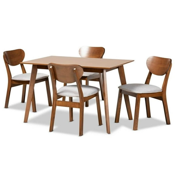 Bowery Hill Grey Walnut Brown Finished Wood 5-Piece Dining Set