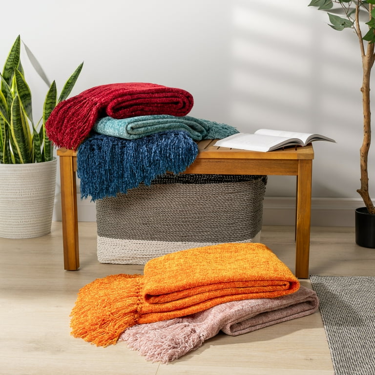 Pavilia Cozy Modern Chenille Throw Blanket, Comfort Textured