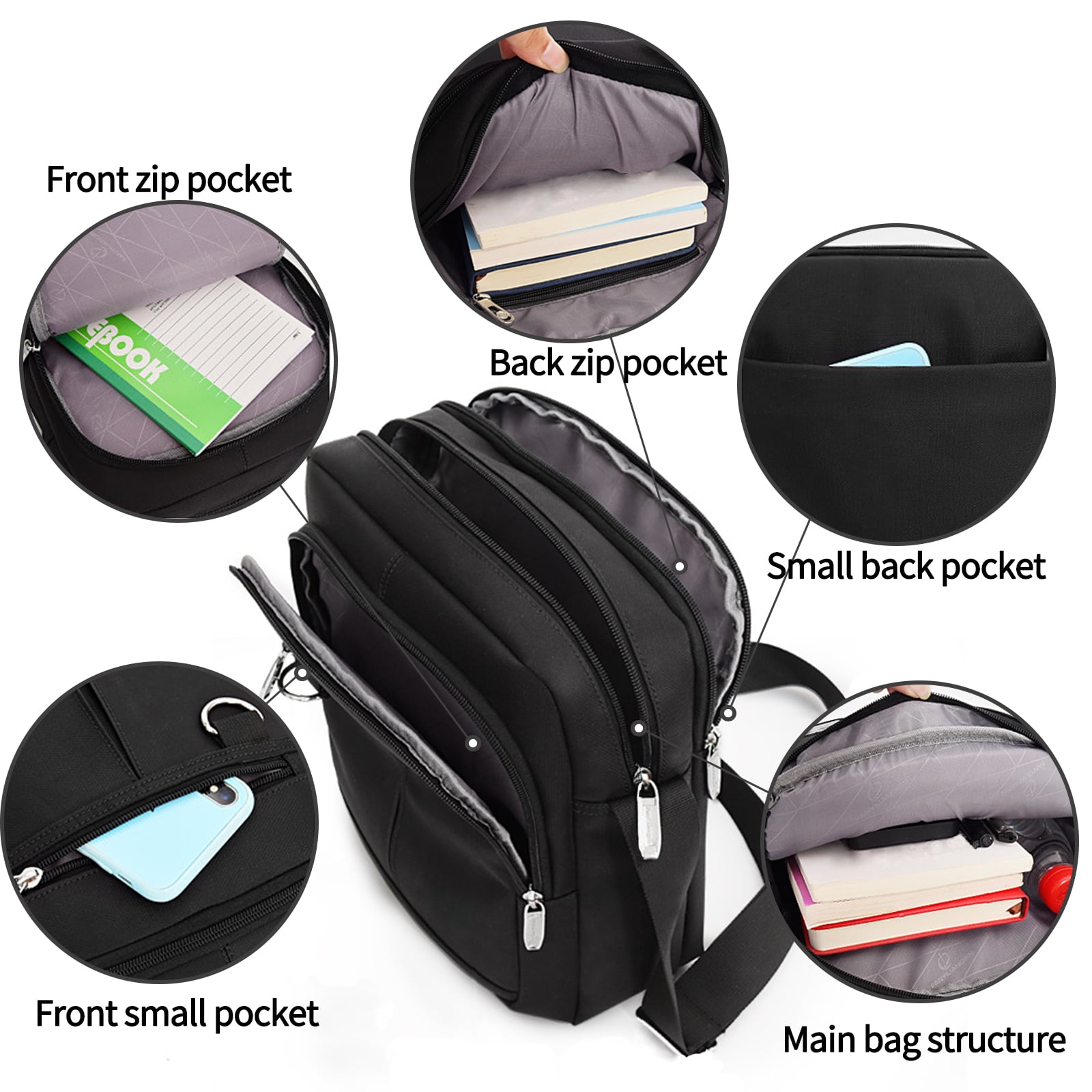 Vaupan Small Crossbody Bag Shoulder Bag For Men, Women Mini Messenger Bag  Water Resistant Satchel Bag for School Work Travel