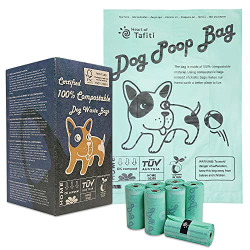 Heart of Tafiti Dog Poop Bag Unscented 180 Counts. Vegetable-Based Eco-Friendly Extra Thick and Strong Leak Proof Dog Waste Bag Size 9 x 13 Inches Compostable dog waste bags 