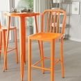 thumbnail image 3 of Merrick Lane 3 Piece Outdoor Dining Set in Orange with 24" Round Table and 2 Slatted Back Bar Stools with Footrests, 3 of 6