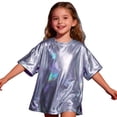 thumbnail image 5 of XIMIN Kids Girls Boys Shiny Metallic Short Sleeve T-Shirt Sparkly Glitter Top for Jazz Dance Hip Hop Performance Party Blouse, 5 of 6