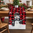 thumbnail image 5 of Christmas Table Runner Snowman Table Runners Cardinal Bird Snowflake Buffalo Plaid Cotton Linen Dresser Scarf Kitchen Dining Table Decor for Christmas Holiday Party Decor 13x36 Inch, 5 of 9