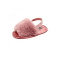 thumbnail image 2 of Newborn Baby Girl Soft Sole Plush Faux Fur Slippers Pram Sandals, 2 of 2
