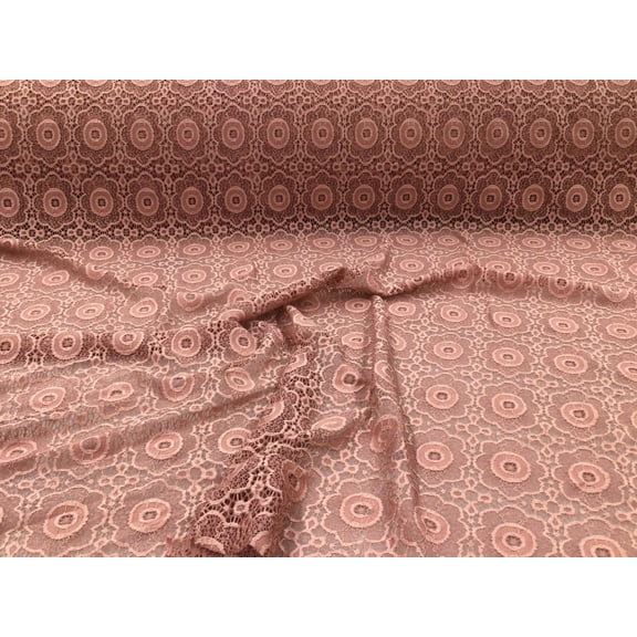 Embroidered Stretch Lace Apparel Fabric Sheer Floral Browish Pink VV411