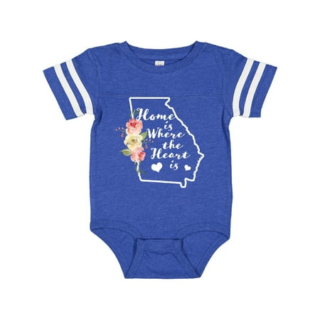 

Inktastic Georgia Home is Where the Heart is with Watercolor Floral Gift Baby Boy or Baby Girl Bodysuit