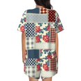 thumbnail image 3 of Lsque Patchwork In Country Style Women's Short-Sleeved Pajama Set - 2 Piece Soft and Lightweight Sleepwear Set-X-Large, 3 of 9