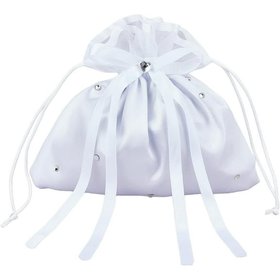 1 pc Bow Bridal Bag Wedding Bags White Floral Bridesmaid Satin Decorated Bag Money Purse Handbag Satin Bags Satin Dolly Bag Drawstring Storage Bags Wedding Decoration