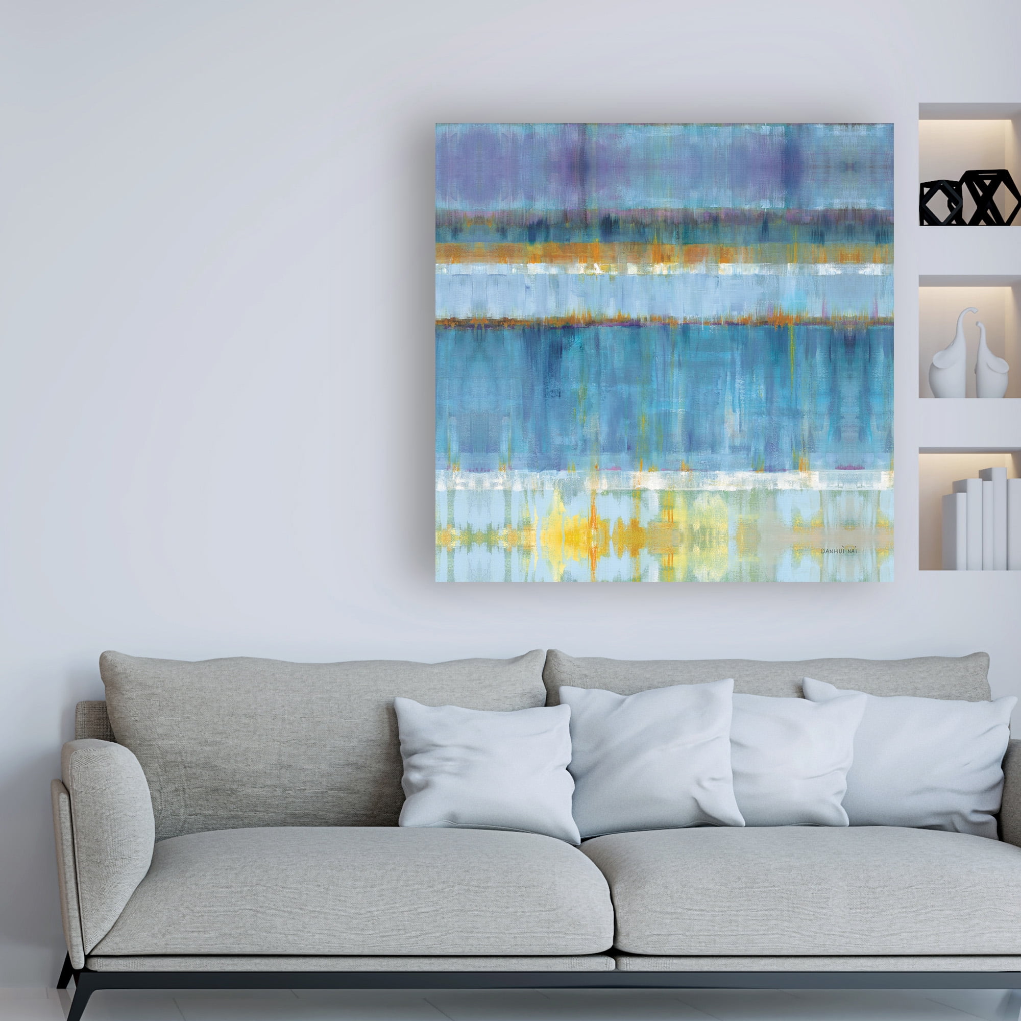 Trademark Fine Art 'Abstract Stripes Blue' Canvas Art by Danhui Nai