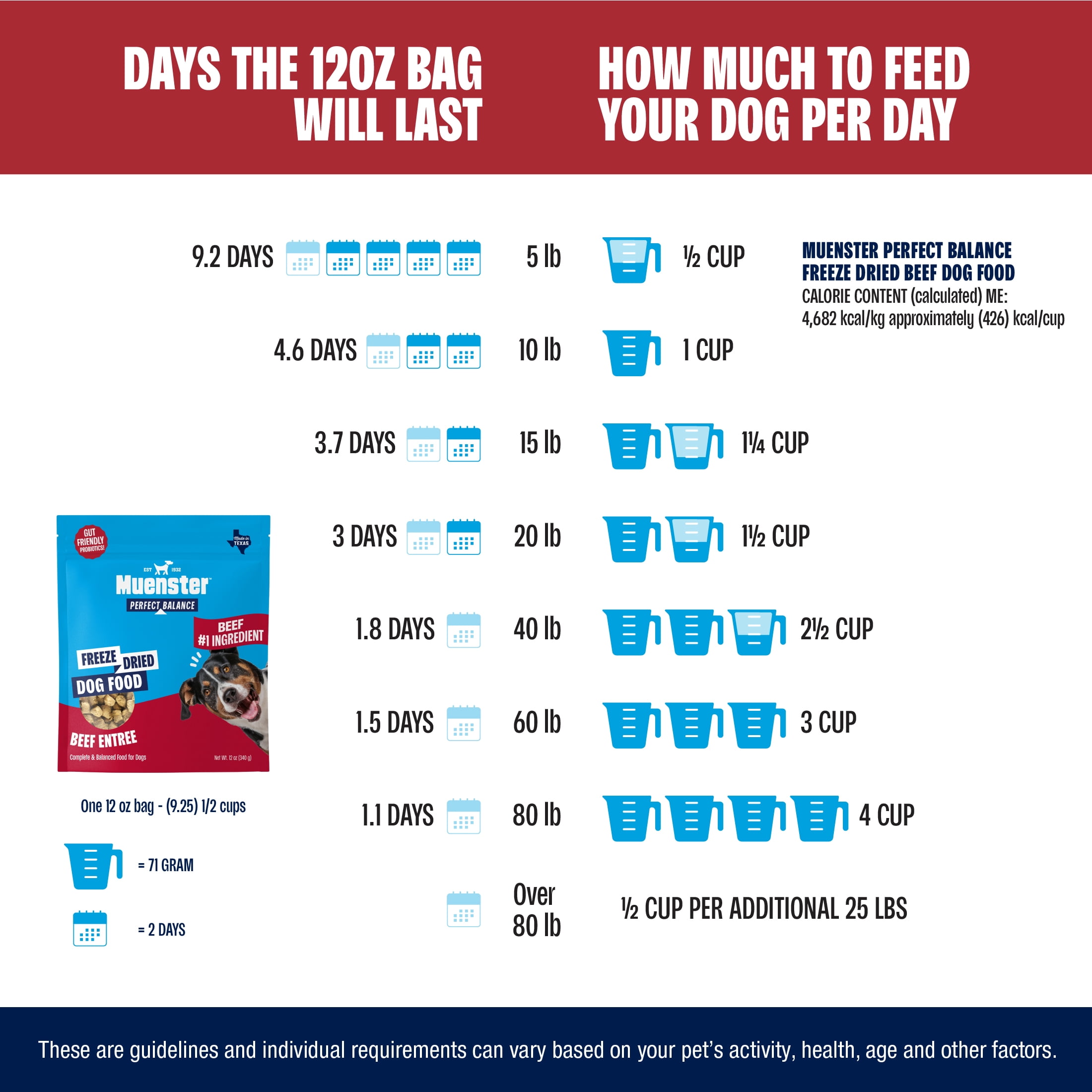 Muenster Perfect Balance Beef Bites Freeze-Dried Dog Food, Training Treats, Food or Topper, All Life Stages, 12 oz Pouch