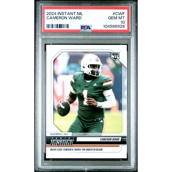 Graded 2024 Panini Instant NIL Cam Ward #CWF Rookie RC Football Card PSA 10 Gem Mint