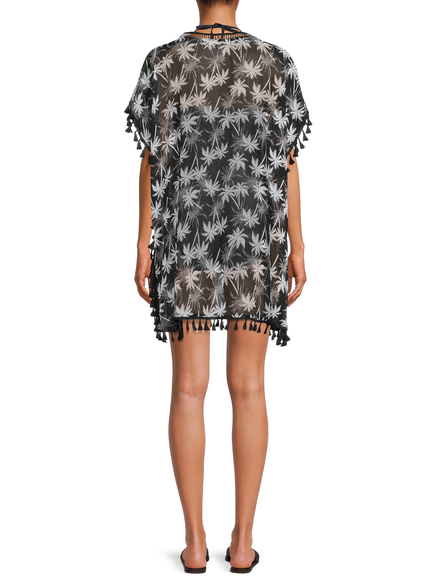 Miken Women's Poncho Tunic Swimsuit Coverup with Tassels