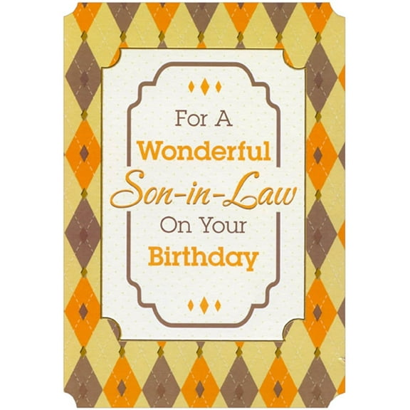 Designer Greetings Wonderful Son Argyle Border Birthday Card for Son-in-Law