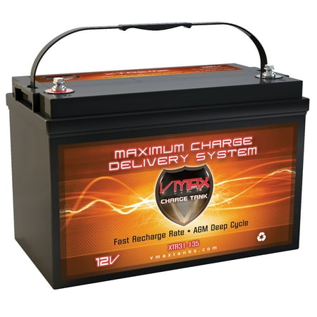 VMAX XTR31-135 12 Volt 135Ah AGM Deep Cycle Battery for Boat Trolling (Best 6 Volt Deep Cycle Battery)