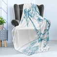 thumbnail image 4 of Beach Soft Flannel Fleece Throw Blanket, Modern Illustration of a Tropical Sand Palm Trees and Hammock Hawaiian Relax, Cozy Plush for Indoor and Outdoor Use, 70" x 90", Blue White, by Ambesonne, 4 of 5