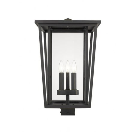 3 Light Outdoor Post Mount Lantern in Craftsman Style 14 inches Wide By 24.75 inches High-Oil Rubbed Bronze Finish Bailey Street Home 372-Bel-3173826