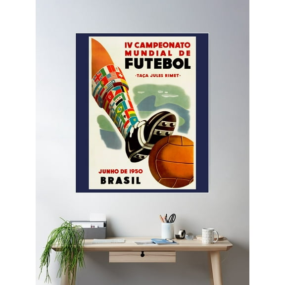 World Cup Of 1950 In Brazil Poster Wall Art, Modern Wall Decor For Living Room Bedroom, 8x12 UNFRAMED