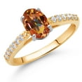 thumbnail image 2 of Gem Stone King 10K Yellow and White Gold Ecstasy Mystic Topaz and White Lab Grown Diamond Engagement Ring for Women (1.68 Cttw, Oval 8X6MM, Gemstone Birthstone, Size 6), 2 of 4