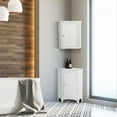 thumbnail image 3 of Teamson Home Armoire d'Angle de Salle de Bain à Porte à Persiennes Unité de Rangement en Bois Murale Blanche, 3 of 9