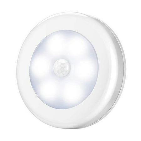 

Shebeky LED Night Lamp Human Body Induction Battery Powered Round Shape High Brightness Easy to Install Illumination ABS Motion Sensor LED Lamp Bedside Lighting for Home