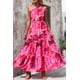 thumbnail image 5 of Vestido maxi floral de un solo hombro para mujer PRETTYGARDEN en rojo rosa, 5 of 6