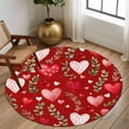 thumbnail image 2 of Round Rugs 8Ft, Valentines Round Area Rug Washable Indoor Throw Carpet, Pink Red Love Heart Spring Green Botanical Large Non Slip Circle Rug for Kids Room RV Home Decor Aesthetic, 2 of 8