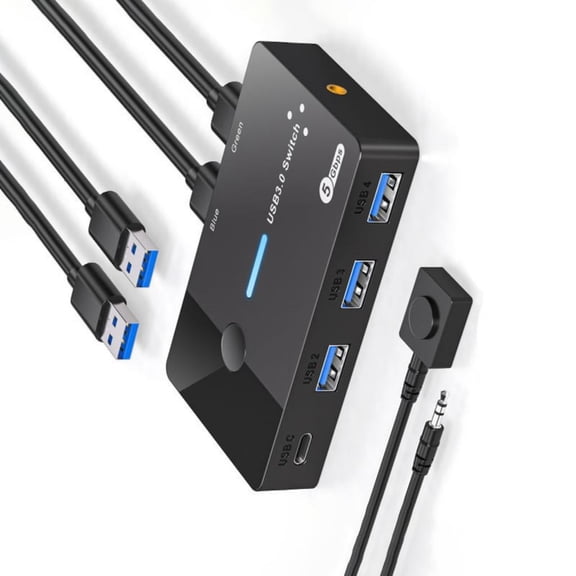 KVM Switcher for 2 Computers USB3.0 KVM Switcher 2 in 4 Out USB3.0 Port for Mouse Monitors Keyboards Printer Accessories