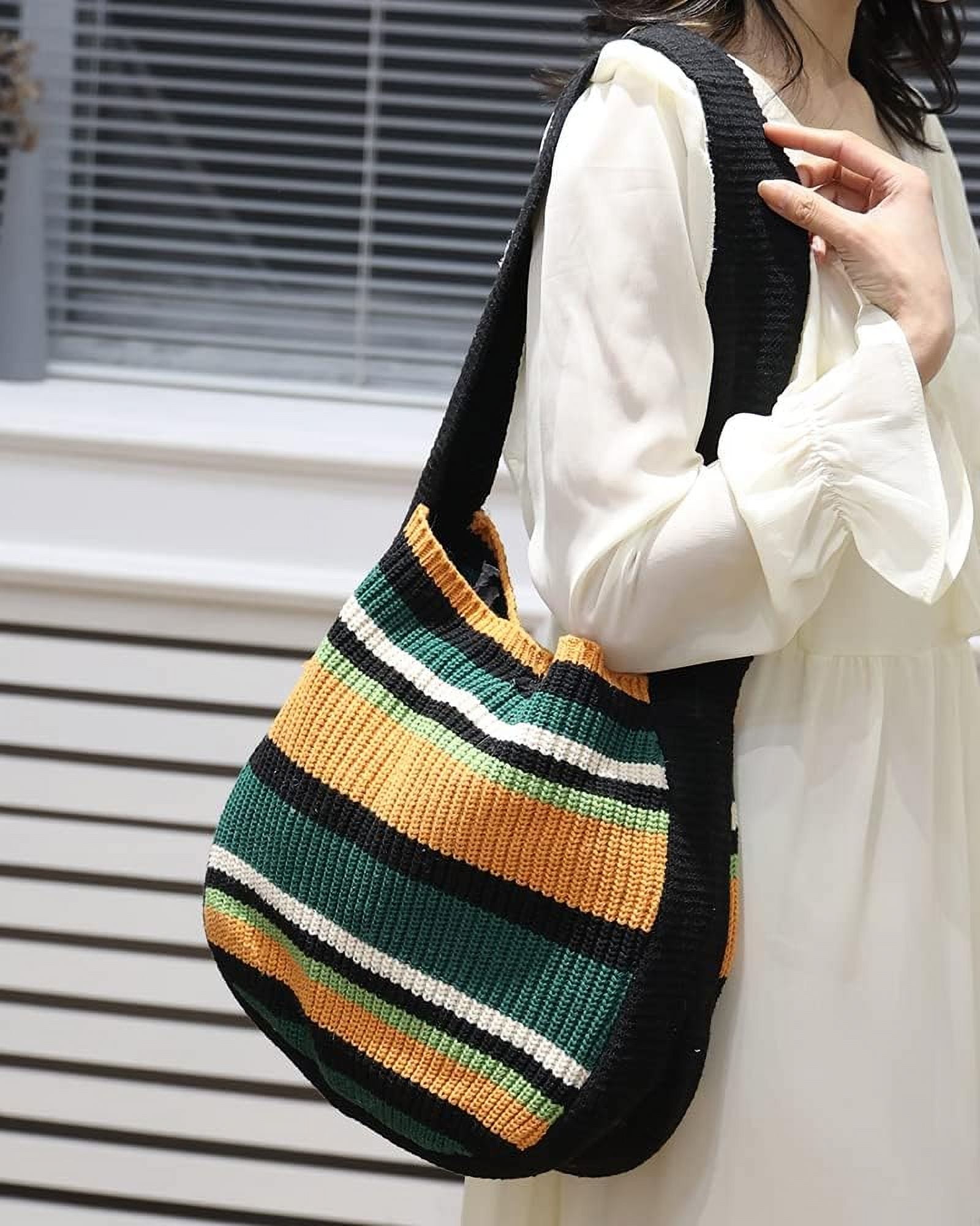 CAILDANL Women's Crochet Tote Bag Knit Shoulder bag,Aesthetic Bag,Cute Eco-Friendly Tote for Travel,Daily Use,Gift Box Packaging