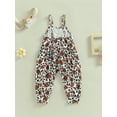 thumbnail image 4 of Bagilaanoe Toddler Baby Girl Jumpsuit Sleeveless Spaghetti Strap Football Print Romper Overalls 1T 2T 3T 4T 5T 6T Kids Long Pants Outfits, 4 of 8