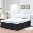 thumbnail image 3 of Bed Skirt Wrap Around 12" Drop, Fully Elastic Dust Ruffle, Extra Soft and Luxury, Fade Resistant, Machine Washable Luxurious Fabric, Twin XL Size - Black Solid., 3 of 5