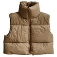 thumbnail image 4 of Niaviben Puffy Vest Women Cropped Puffer Vest Warm Vest for Women's Jacket Women's Casual Jackets Winter Coats for Women Ladies Jackets Khaki M, 4 of 8