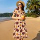 thumbnail image 4 of Balery Thanksgiving Turkey and Pumpkin Vestidos sueltos de manga corta para mujer, vestidos de verano 2025, vestidos casuales de corte A con vuelo., 4 of 6