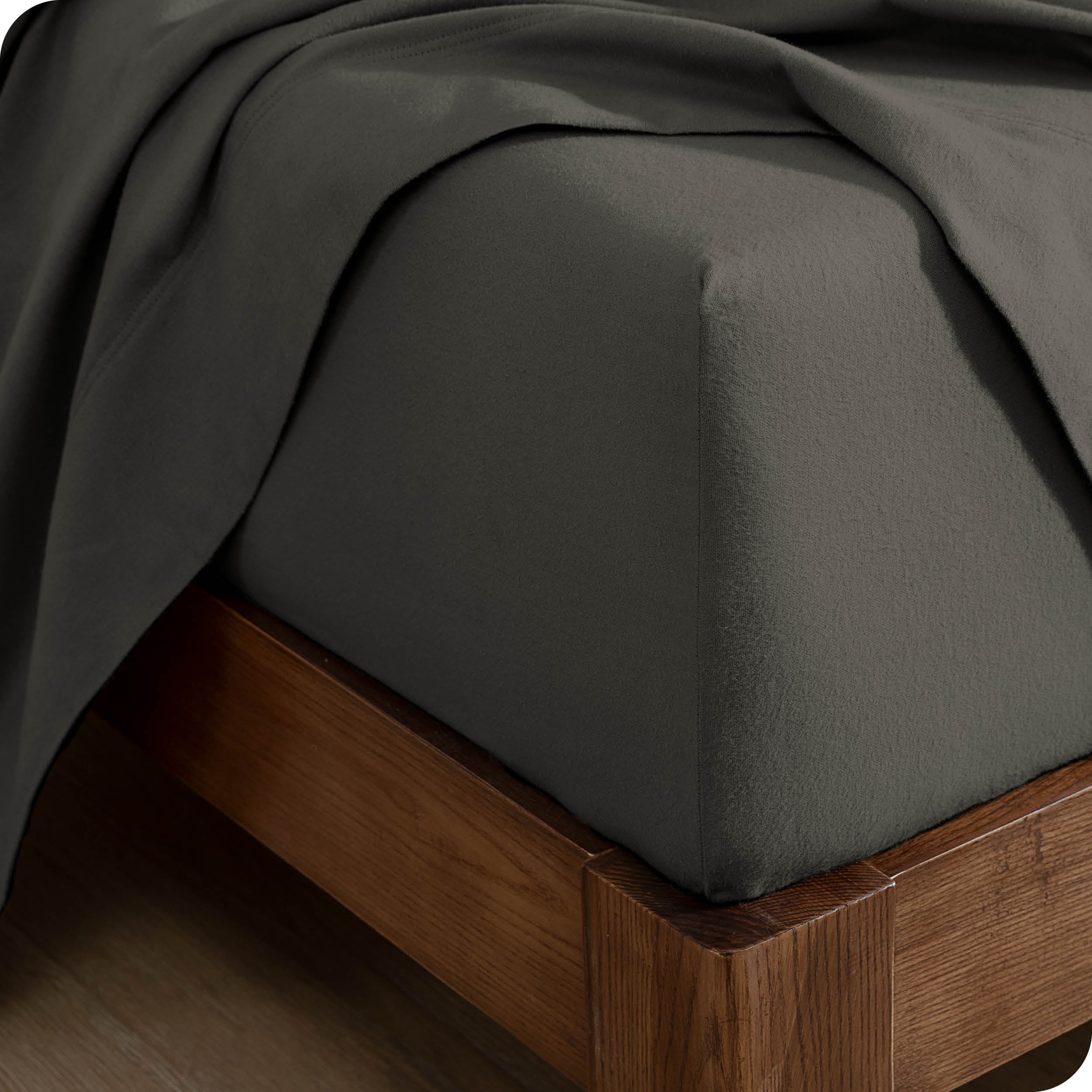 Bare Home Flannel Fitted Sheet, 100% Cotton, Heavyweight, Deep Pocket, Full XL, Gray