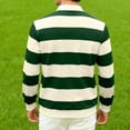 thumbnail image 7 of Men's Casual Fashion Striped Long Sleeve Polo Shirt Turndown Collar Button Top, 7 of 7