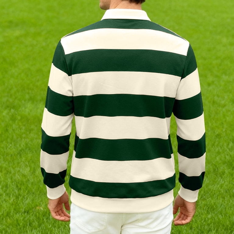 GuangCheng George Men Striped Rugby Shirts Long Sleeve Classic