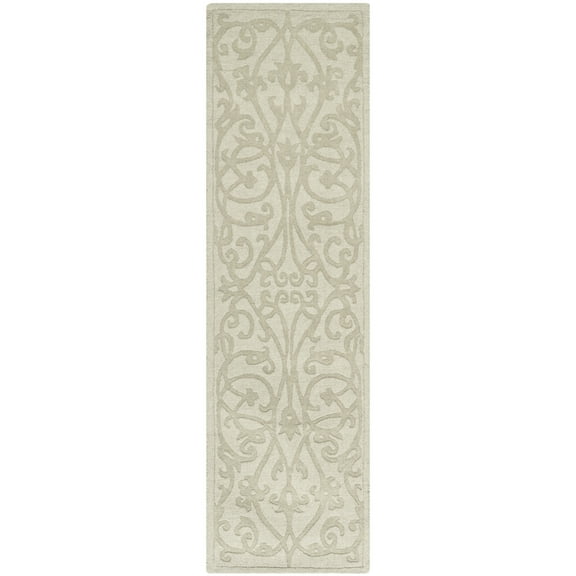 SAFAVIEH Impressions Clarisse Geometric Wool Runner Rug, Sage, 2'3" x 6'