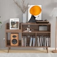 thumbnail image 7 of LUCKYELF Record Player Stand with Storage, Record Storage Cabinet, Wood Turntable Stand for Living Room Bedroom, Walnut Color, 7 of 7