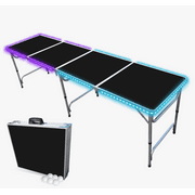 Portable Folding Table with LED Lights - Adjustable 8 ft or 4 ft Kids and Adult Party Table
