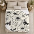 thumbnail image 5 of Single-Tone Death'S Head Hawkmoth Daisy Floral Gothic Art, Cozy Botanical Garden Scene, Warm Flannel Blanket for Sunroom and Reading Nook, Garden Lovers Graduation Gift, Botanical Home Decor, 5 of 9