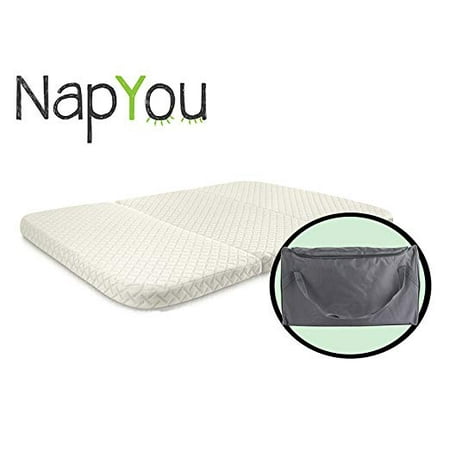 NapYou Pack n Play Mattress, Convenient Fold with Bonus Easy Handle Carry