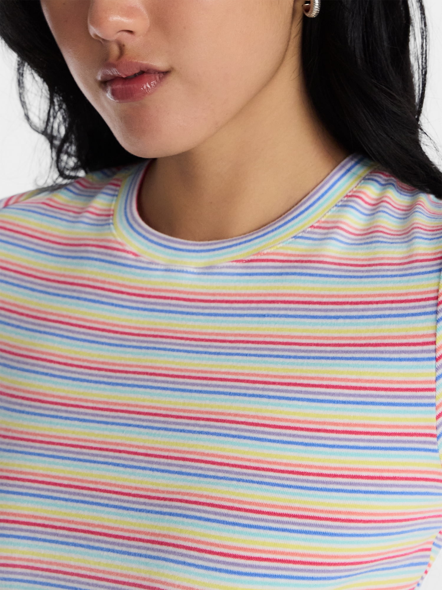 No Boundaries Pride Striped Cotton Baby Tee, Women's XXS-XXL